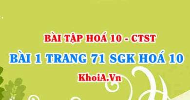 Bài 1 trang 71 SGK Hoá 10 Chân trời sáng tạo